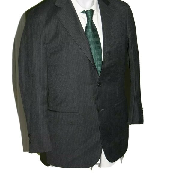 Luciano Barbera Collezione Sartoriale Gray Striped Three Button Suit Jacket 40R